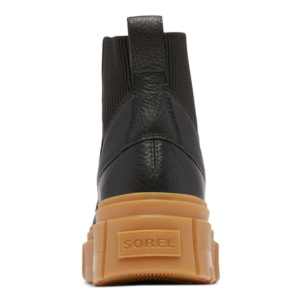 SOREL Womens Black Heel Pull-Tab Caribou X Round Toe Platform Chelsea Boot 8 - Picture 2 of 4
